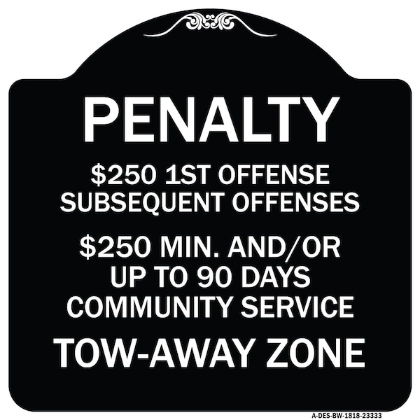 Signmission Penalty $250 1st Offense Subsequent Offenses $250 Min. and or Up to 90 Days Community, BW-1818-23333 A-DES-BW-1818-23333 - main